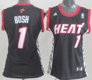 Wholesale Cheap Miami Heat #1 Chris Bosh Black Womens Jersey