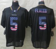 Wholesale Cheap Nike Ravens #5 Joe Flacco Black Men's Stitched NFL Elite USA Flag Fashion Jersey