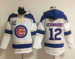 Wholesale Cheap Cubs #12 Kyle Schwarber White Sawyer Hooded Sweatshirt MLB Hoodie