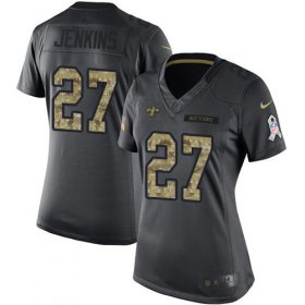 Wholesale Cheap Nike Saints #27 Malcolm Jenkins Black Women\'s Stitched NFL Limited 2016 Salute to Service Jersey