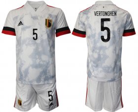 Wholesale Cheap Men 2021 European Cup Belgium away white 5 Soccer Jersey