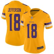 Wholesale Cheap Nike Vikings #18 Justin Jefferson Gold Women's Stitched NFL Limited Inverted Legend Jersey