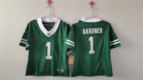 Wholesale Cheap Women\'s New York Jets #1 Sauce Gardner Green 2024 FU.S.E Vapor Football Stitched Jersey