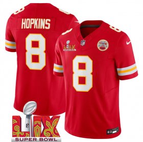 Men\'s Kansas City Chiefs #8 DeAndre Hopkins Red 2025 Super Bowl LIX Patch F.U.S.E. Vapor Limited Stitched Football Jersey