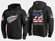 Wholesale Cheap Red Wings #28 Luke Witkowski NHL Banner Wave Usa Flag Black Hoodie