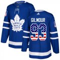 Wholesale Cheap Adidas Maple Leafs #93 Doug Gilmour Blue Home Authentic USA Flag Stitched NHL Jersey