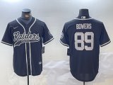 Cheap Men's Las Vegas Raiders #89 Brock Bowers Black Cool Base Baseball Stitched Jersey