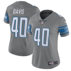 Wholesale Cheap Nike Lions #40 Jarrad Davis Gray Women\'s Stitched NFL Limited Rush Jersey