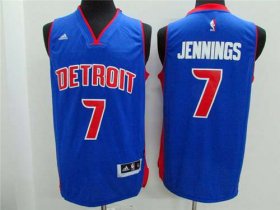 Wholesale Cheap Men\'s Detroit Pistons #7 Brandon Jennings Revolution 30 Swingman 2014 New Blue Jersey