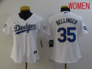 Wholesale Cheap Women Los Angeles Dodgers 35 Bellinger White Game 2021 Nike MLB Jerseys