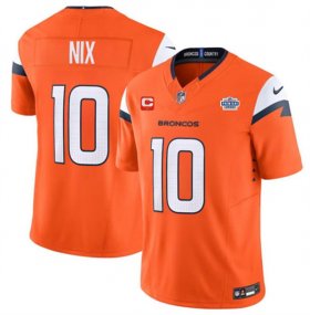 Men\'s Denver Broncos #10 Bo Nix Orange 2024 F.U.S.E. With Draft Pacth and 1-Star C Patch Vapor Limited Football Stitched Jersey