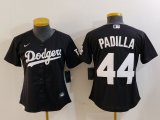 Women's Los Angeles Dodgers #44 Vicente Padilla Black Cool Base Stitched Jersey