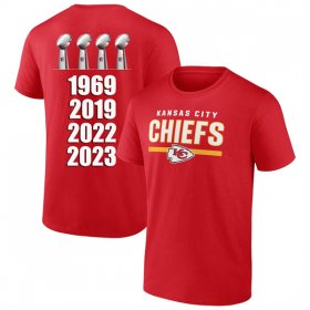 Cheap Men\'s Kansas City Chiefs 4 Champions Red 2024 Fan Limited T-Shirt