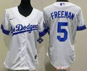 Wholesale Cheap Women's Los Angeles Dodgers #5 Freddie Freeman White City Cool Base Jersey