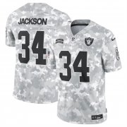 Men's Las Vegas Raiders #34 Bo Jackson 2024 Arctic Camo Salute To Service Limited Stitched Football Jersey