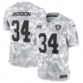 Men\'s Las Vegas Raiders #34 Bo Jackson 2024 Arctic Camo Salute To Service Limited Stitched Football Jersey