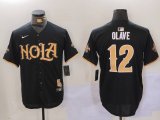 Cheap Men's New Orleans Saints #12 Chris Olave Black Cool Base Stitched Baseball Jerseys