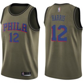 Wholesale Cheap 76ers #12 Tobias Harris Green Basketball Swingman Salute to Service Jersey