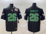 Cheap Men's Philadelphia Eagles #26 Saquon Barkley Black 2025 Super Bowl LIX Patch Throwback Vapor Untouchable Limited Football Stitched Jersey