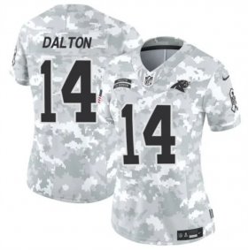 Cheap Women\'s Carolina Panthers #14 Andy Dalton 2024 F.U.S.E Arctic Camo Salute To Service Limited Stitched Football Jersey(Run Small)