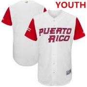 Wholesale Cheap Youth Puerto Rico Baseball Majestic White 2017 World Baseball Classic Custom Team Jersey