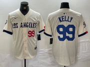 Wholesale Cheap Men's Los Angeles Dodgers #99 Joe Kelly Number Cream 2024 City Connect Limited Stitched Jersey