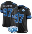 Cheap Men's Detroit Lions #97 Aidan Hutchinson Black 2024 NFC North Champions F.U.S.E. Vapor Limited Stitched Jersey