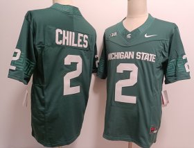 Cheap Men\'s Michigan State Spartans #2 Aidan Chiles Green FUSE College Football Jersey