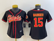 Wholesale Cheap Women's Kansas City Chiefs #15 Patrick Mahomes Black With Patch Cool Base Stitched Baseball Jersey