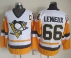 Wholesale Cheap Penguins #66 Mario Lemieux White/Black CCM Throwback Stitched NHL Jersey