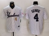 Cheap Men's New York Yankees #4 Lou Gehrig White Pinstripe Fashion Cool Base Jerseys