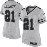 Wholesale Cheap Nike Cowboys #21 Ezekiel Elliott Gray Women's Stitched NFL Limited Gridiron Gray II Jersey