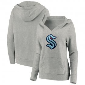 Wholesale Cheap Seattle Kraken Women\'s Primary Logo Pullover Hoodie Heather Gray