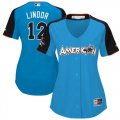 Wholesale Cheap Indians #12 Francisco Lindor Blue 2017 All-Star American League Women's Stitched MLB Jersey