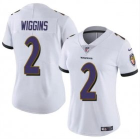 Cheap Women\'s Baltimore Ravens #2 Nate Wiggins White 2024 Draft Football Jersey(Run Small)