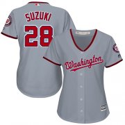 Wholesale Cheap Nationals #28 Kurt Suzuki Grey Road Women's Stitched MLB Jersey