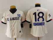 Cheap Youth Los Angeles Dodgers #18 Yoshinobu Yamamoto Cream 2024 City Connect Limited Jersey