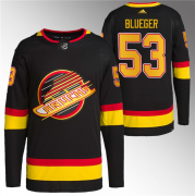 Wholesale Cheap Men's Vancouver Canucks #53 Teddy Blueger Black Retro Stitched Jersey