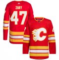 Cheap Men's Calgary Flames #47 Connor Zary Red Stitched Jersey