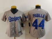 Women's Los Angeles Dodgers #44 Vicente Padilla Grey Cool Base Stitched Jersey