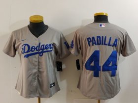 Women\'s Los Angeles Dodgers #44 Vicente Padilla Grey Cool Base Stitched Jersey