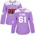 Wholesale Cheap Adidas Senators #61 Mark Stone Purple Authentic Fights Cancer Women's Stitched NHL Jersey