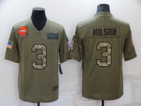 Wholesale Cheap Men\'s Denver Broncos #3 Russell Wilson Olive Camo 2019 Salute To Service Stitched NFL Nike Limited Jersey