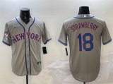 Cheap Men's New York Mets #18 Darryl Strawberry Grey 2025 Spring Training Cool Base Stitched Baseball Jersey