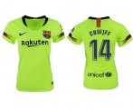 Wholesale Cheap Women's Barcelona #14 Cruijff Away Soccer Club Jersey