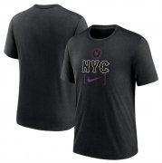 Cheap Men's New York Mets Heather Black 2024 City Connect Tri-Blend T-Shirt