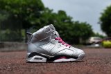 Wholesale Cheap Kids Air Jordan 6 VI Shoes Metallic silver/pink-black