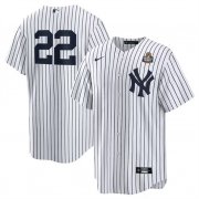 Cheap Men's New York Yankees #22 Juan Soto White 2024 World Series Cool Base Stitched Baseball Jersey