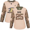 Wholesale Cheap Adidas Ducks #25 Ondrej Kase Camo Authentic 2017 Veterans Day Women's Stitched NHL Jersey