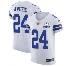 Wholesale Cheap Nike Cowboys #24 Chidobe Awuzie White Men\'s Stitched With Established In 1960 Patch NFL New Elite Jersey